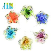 MC0103 Precio de fábrica Headdy Floral Flat Flat Lampwork Glass Charm colgantes 12 unids / caja